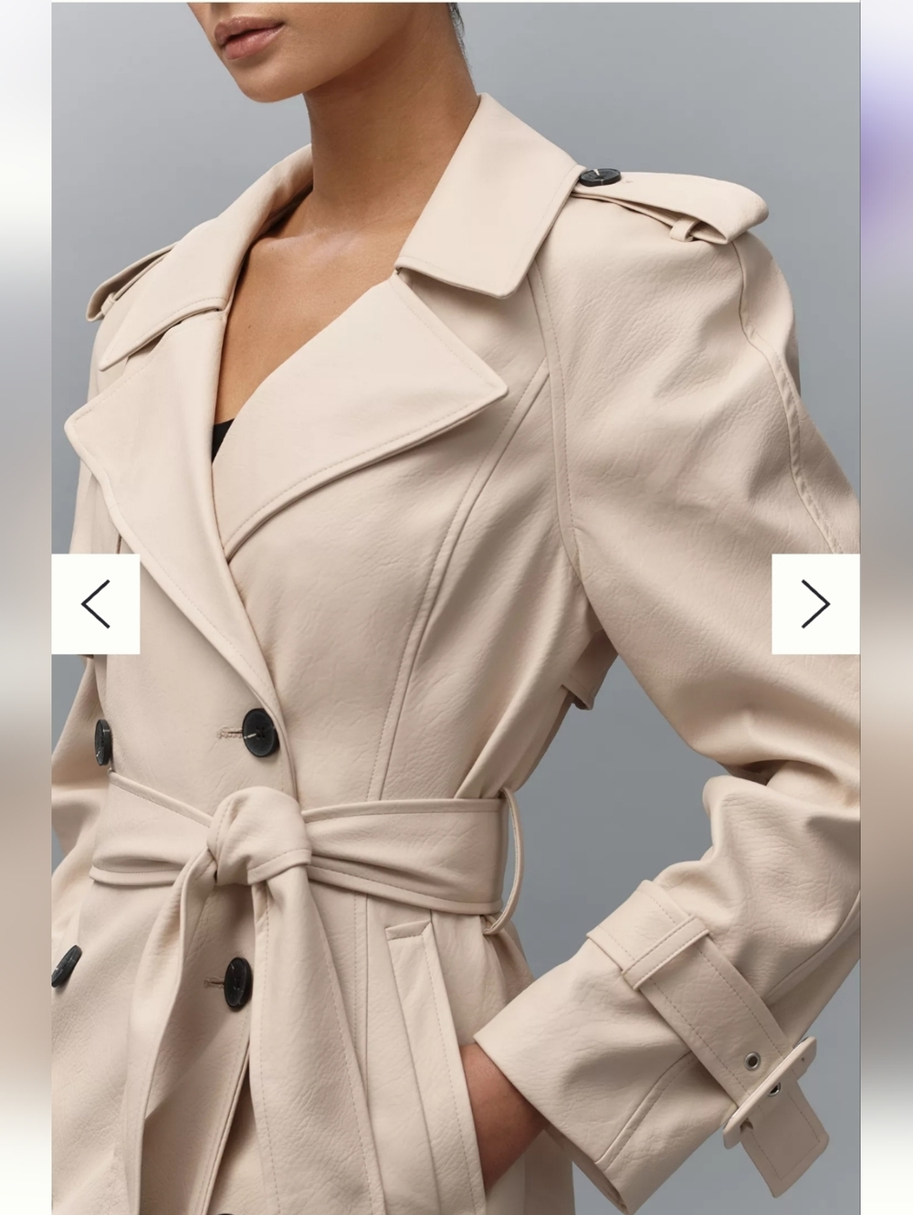 AVEC LES FILLES Forever Faux Strong Shoulder Double-Breasted Trench Coat Xs